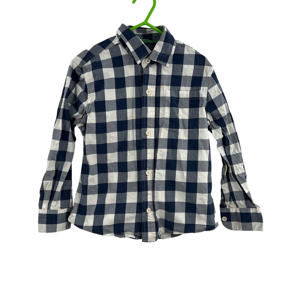 Mini Boden Blue Plaid Long Sleeve Button Down‎ 4/5
